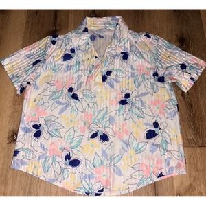 Vintage Cape Cod Match Mates Floral Pastel Blouse Short Sleeve Size18 FITS SMALL